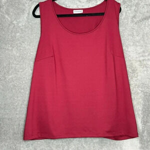 Catherines 1X Shirt‎ Top Burgundy Solid Sleeveless Scoop Neck Stretch Casual